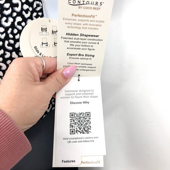 CONTOURS COCO REEF Suraya One-Piece Swimsuit Size 8 32C Black White Cheetah NWT - Picture 11 of 14